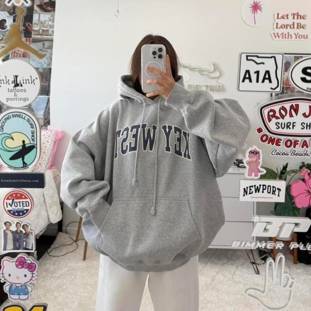 grey and blue Hawaii Brandy melville oversized Christy hoodie